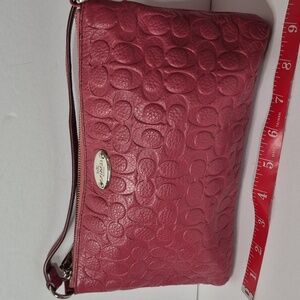 Coach Wristlet Evening Bag Berry Embossed Logo